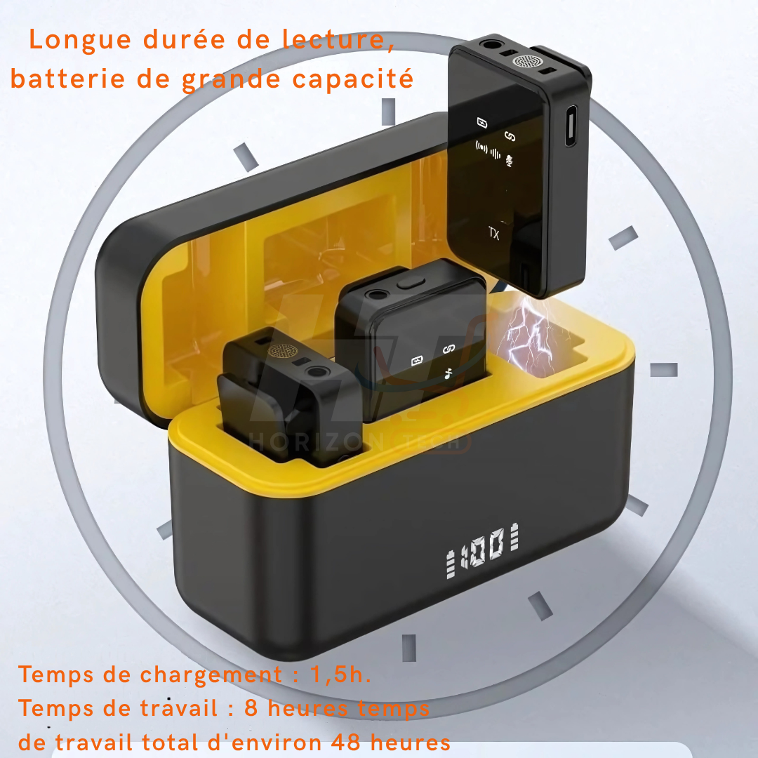 SX12 Micro Lavalier Sans Fil 3-en-1 – Microphone Antibruit pour Enregistrement Vidéo, Podcast & Live